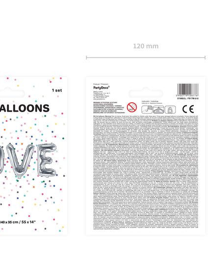 Balon LOVE argintiu din folie 140x35cm