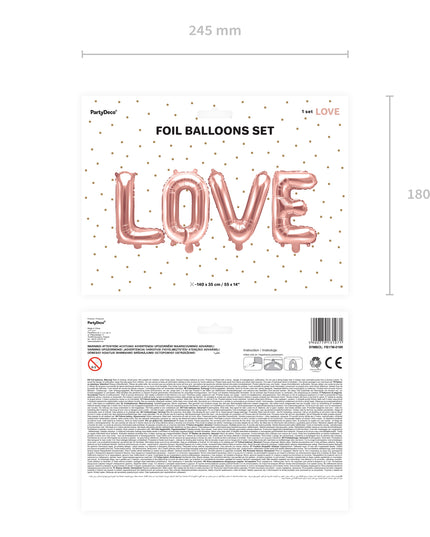 Balon LOVE rose din folie 140x35cm