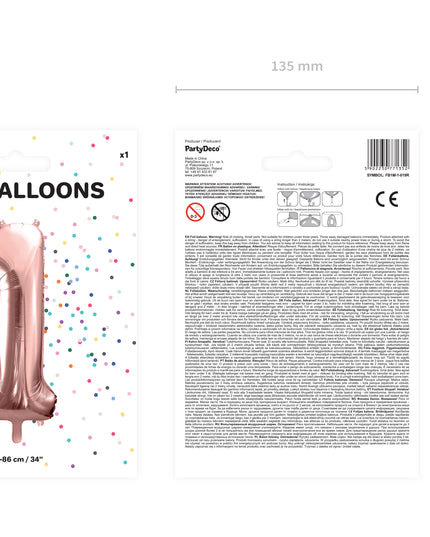 Balon cifra 1 rose gold din folie 86cm