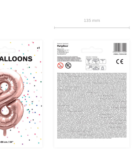 Balon cifra 8 rose gold din folie 86cm