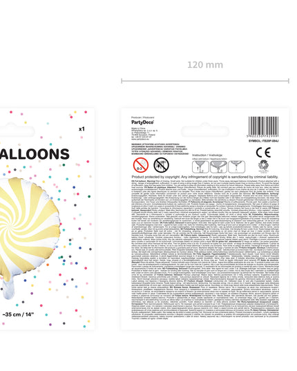 Balon Candy galben din folie 35cm