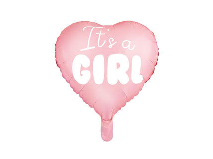 Balon "It`s a girl" inima roz din folie 45cm