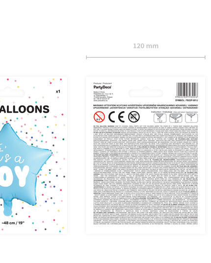 Balon "It`s a boy" stea albastra din folie 48cm