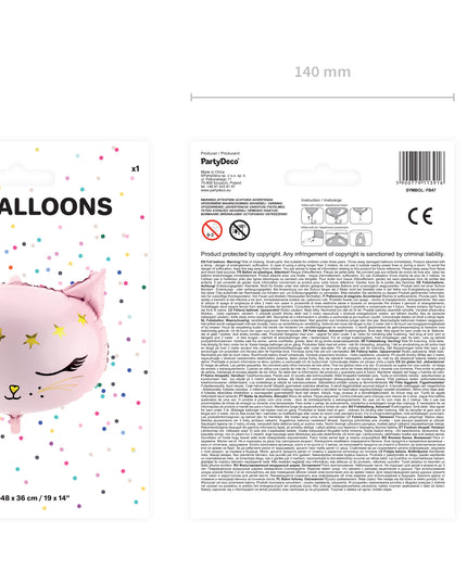 Balon pisica roz din folie  48x36cm