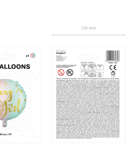 Balon "Boy or Girl" colorat din folie 35cm