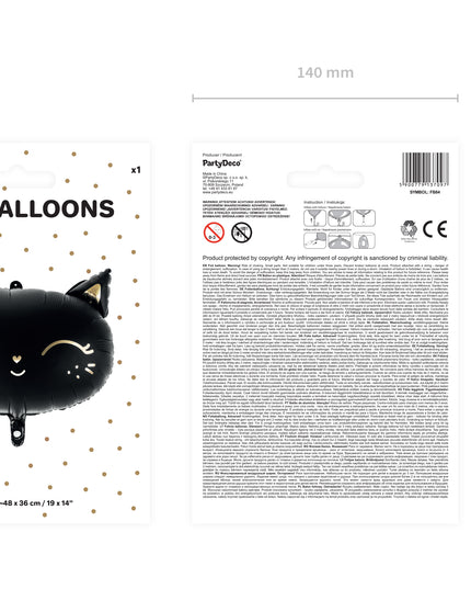 Balon pisica negru din folie  48x36cm