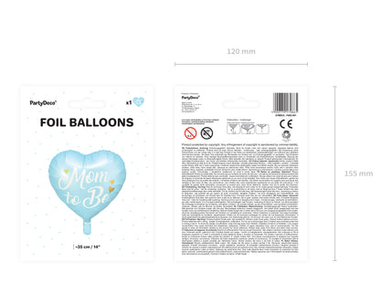 Balon inima "Mom to be" albastru din folie 35cm
