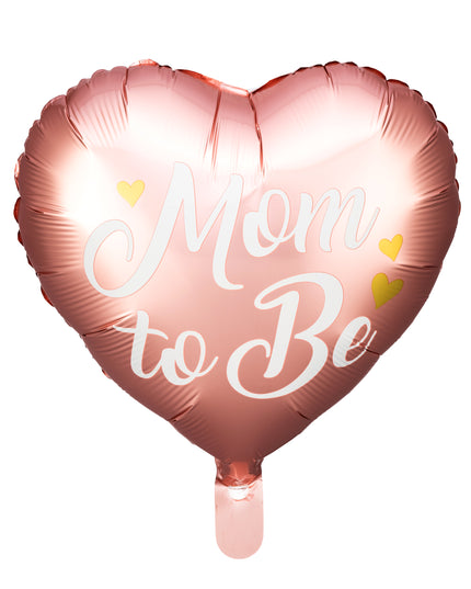 Balon inima "Mom to be" roz din folie 35cm