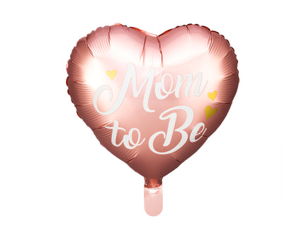 Balon inima "Mom to be" roz din folie 35cm