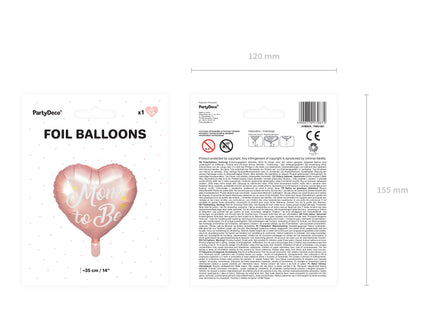 Balon inima "Mom to be" roz din folie 35cm