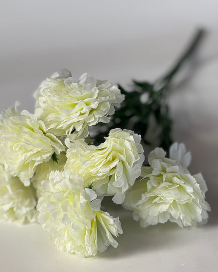 Garoafe artificiale (7 flori) alb verzui
