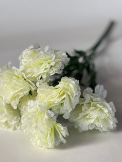 Garoafe artificiale (7 flori) alb verzui