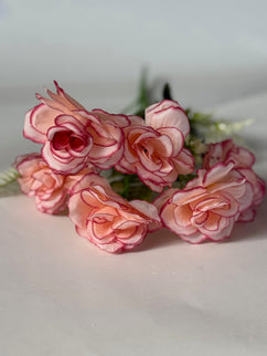 Garofite artificiale (6 flori) alb cu visiniu