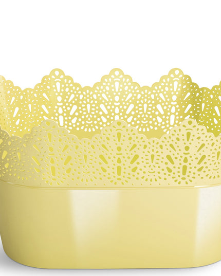 Ghiveci plastic koronka oval Ø27cm galben