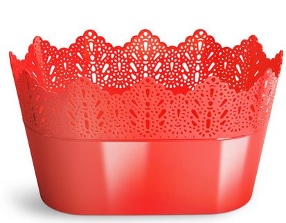 Ghiveci plastic koronka oval Ø27cm rosu