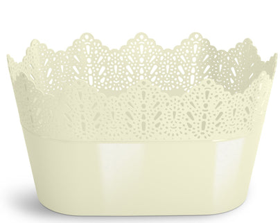 Ghiveci plastic koronka oval Ø27cm crem