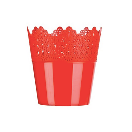 Ghiveci plastic koronka Ø12cm rosu