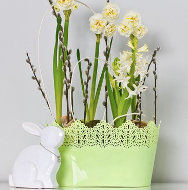 Ghiveci plastic koronka oval Ø27cm verde