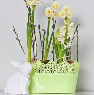 Ghiveci plastic koronka oval Ø27cm verde