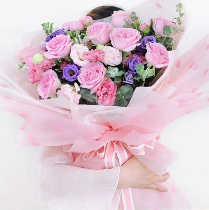 Ambalaj waterproof 60x60cm fond roz buline roz