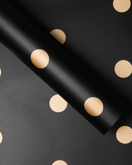 Ambalaj waterproof 60x60cm fond negru buline auriii