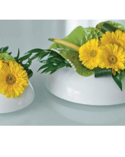 Ikebana rotund Ø12cm plastic alb