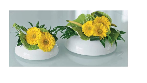 Ikebana rotund Ø12cm plastic alb