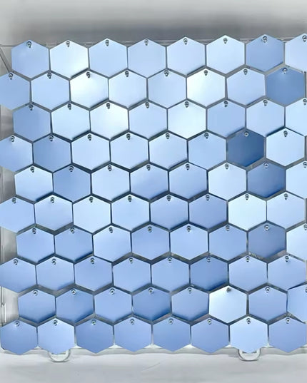 Panou cu paiete hexagon albastru