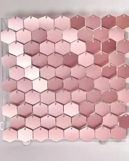 Panou cu paiete hexagon rose gold