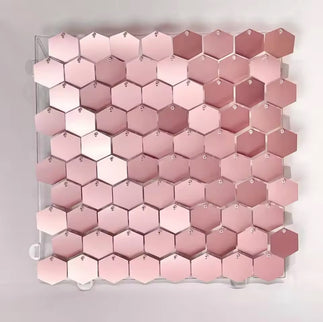Panou cu paiete hexagon rose gold