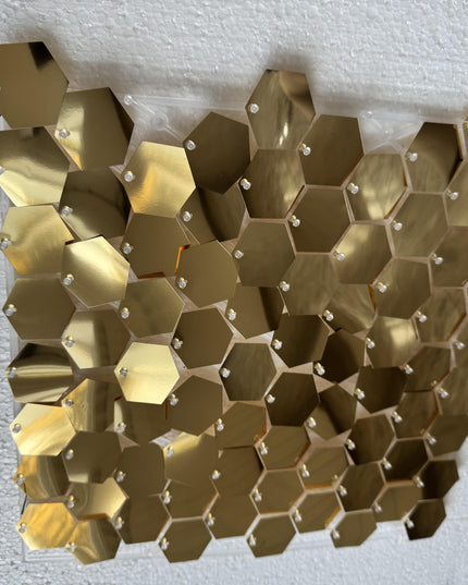 Panou cu paiete auriu deschis hexagon