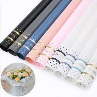 Ambalaj buchet flori waterproof 58x58cm happiness alb scris verde