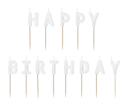 Lumanari Happy Birthday albe