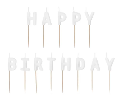 Lumanari Happy Birthday albe