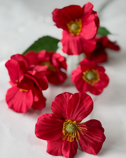 Mac artificial 6 flori rosu