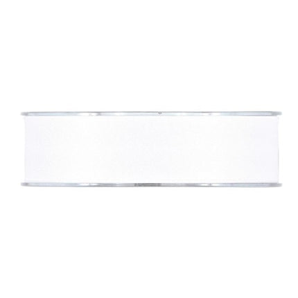 Panglica satin dublu mat 25mmx15m alb