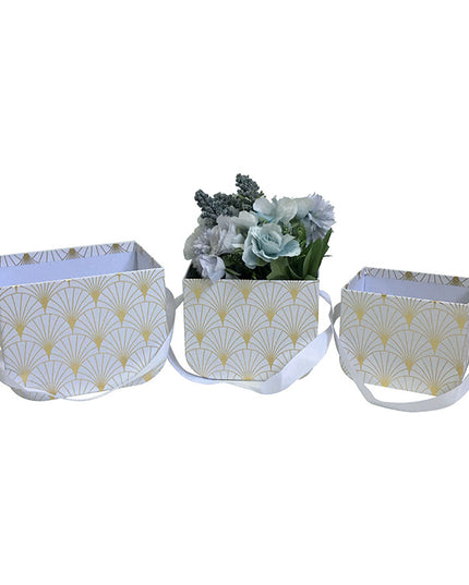 Set 3 cutii flori S3.46 print alb