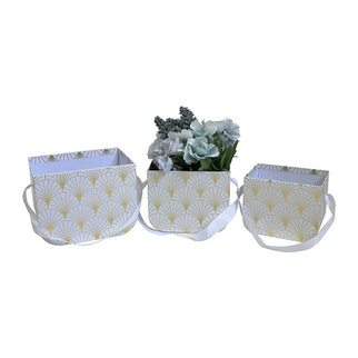 Set 3 cutii flori S3.46 print alb