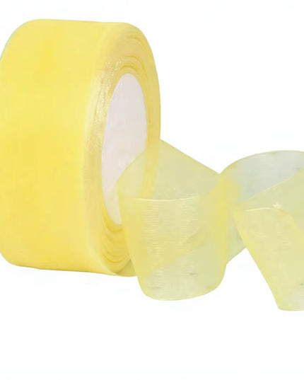 Panglica textil organza 4cm x 45m galben