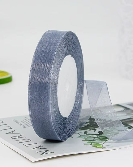 Panglica textil organza 2,5cm x 45m gri
