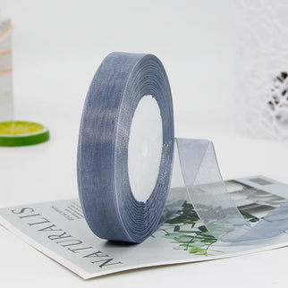 Panglica textil organza 2,5cm x 45m gri