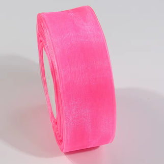 Panglica textil organza 4cm x 45m roz intens