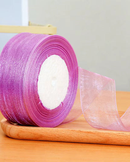 Panglica textil organza 2,5cm x 45m opera mauve