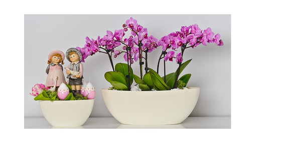 Ghiveci plastic owal 21cm crem