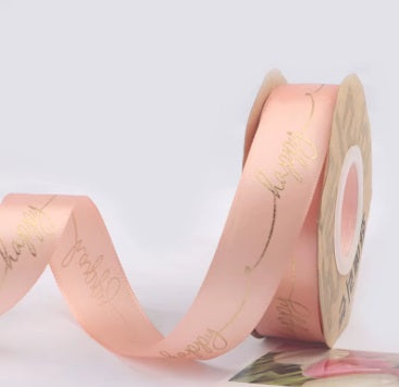 Panglica textil 25mmx23m happy roz prafuit