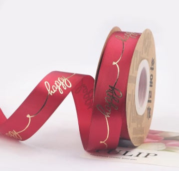 Panglica textil 25mmx23m happy visiniu