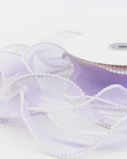 Panglica textil - organza 4cm x 4.5m Lila perle