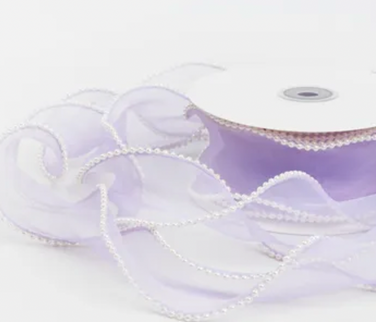 Panglica textil - organza 4cm x 4.5m Lila perle