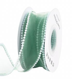 Panglica textil - organza 4cm x 4.5m verde perle
