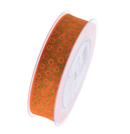 Panglica textil 25mmx20m flowered orange